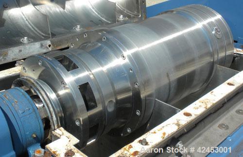 Used Sharples P-3000 Super-D-Canter Centrifuge, 316 stainless steel construction (product contact areas). Maximum bowl speed 4000 rpm, 4.25" sanitary design single lead polished conveyor, 360 degree ...