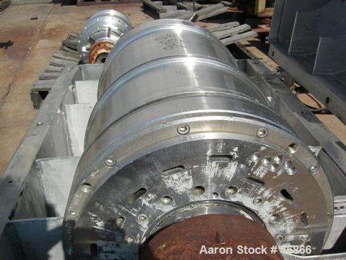 USED: Sharples P-3000 Super-D-Canter centrifuge, 316 stainless steel. 10 deg contour bowl, grooved beach, hogged out cake ports. 4-1/4" pitch single lead conveyor. 125:1 gearbox,slotted liquid dams 1...