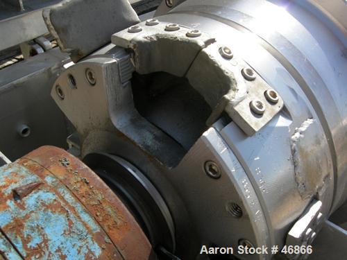 USED: Sharples P-3000 Super-D-Canter centrifuge, 316 stainless steel. 10 deg contour bowl, grooved beach, hogged out cake ports. 4-1/4" pitch single lead conveyor. 125:1 gearbox,slotted liquid dams 1...