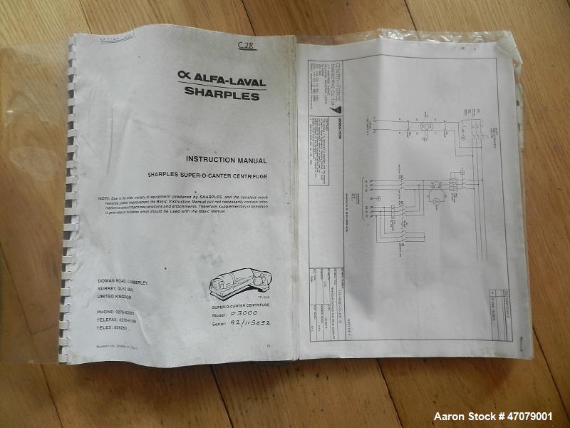 Used- Sharples P-3000 Super-D-Canter Centrifuge
