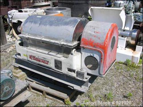 USED: Sharples P-3000 Super-D-Canter centrifuge. Max bowl speed4000 rpm, 316 stainless steel construction on product contact areas,360 degree solid discharge port with replaceable wear liners, cakefl...
