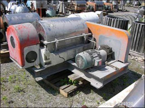 USED: Sharples P-3000 Super-D-Canter centrifuge. Max bowl speed4000 rpm, 316 stainless steel construction on product contact areas,360 degree solid discharge port with replaceable wear liners, cakefl...