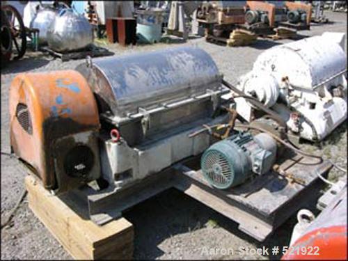 USED: Sharples P-3000 Super-D-Canter centrifuge. Max bowl speed4000 rpm, 316 stainless steel construction on product contact areas,360 degree solid discharge port with replaceable wear liners, cakefl...