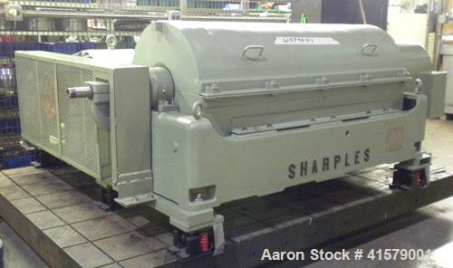 Used Sharples P-3400 Super-D-Canter Centrifuge, 316 stainless steel construction (product contact areas). Maximum bowl speed 4000 rpm, 3" single lead conveyor with weld hardfacing, hogged-out cake di...