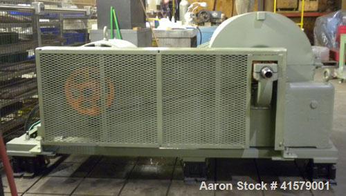 Used Sharples P-3400 Super-D-Canter Centrifuge, 316 stainless steel construction (product contact areas). Maximum bowl speed 4000 rpm, 3" single lead conveyor with weld hardfacing, hogged-out cake di...