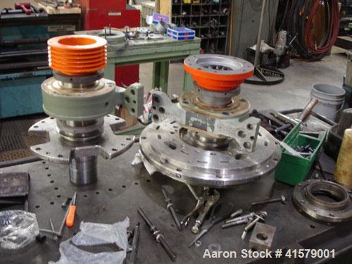 Used Sharples P-3400 Super-D-Canter Centrifuge, 316 stainless steel construction (product contact areas). Maximum bowl speed 4000 rpm, 3" single lead conveyor with weld hardfacing, hogged-out cake di...