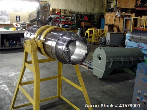 Used Sharples P-3400 Super-D-Canter Centrifuge, 316 stainless steel construction (product contact areas). Maximum bowl speed 4000 rpm, 3" single lead conveyor with weld hardfacing, hogged-out cake di...