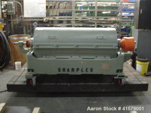 Used Sharples P-3400 Super-D-Canter Centrifuge, 316 stainless steel construction (product contact areas). Maximum bowl speed 4000 rpm, 3" single lead conveyor with weld hardfacing, hogged-out cake di...