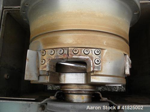 Used Sharples P-3400 Super-D-Canter Centrifuge, 316 Stainless Steel Construction (Product Contact Areas). Maximum bowl speed 4000 RPM, hogged-out cake discharge ports with replaceable wear liners and...