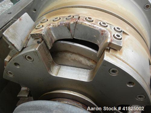 Used Sharples P-3400 Super-D-Canter Centrifuge, 316 Stainless Steel Construction (Product Contact Areas). Maximum bowl speed 4000 RPM, hogged-out cake discharge ports with replaceable wear liners and...