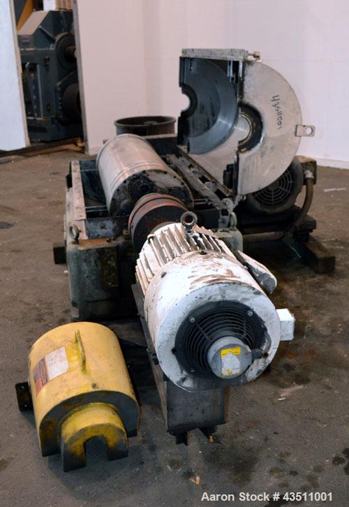 Used Sharples P-3400 Super-D-Canter Centrifuge. 316 Stainless steel construction on product contact areas. Maximum bowl speed 4000 rpm, 3" single lead conveyor w/stc tiles, hogged-out cake discharge ...