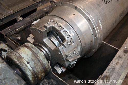 Used Sharples P-3400 Super-D-Canter Centrifuge. 316 Stainless steel construction on product contact areas. Maximum bowl speed 4000 rpm, 3" single lead conveyor w/stc tiles, hogged-out cake discharge ...