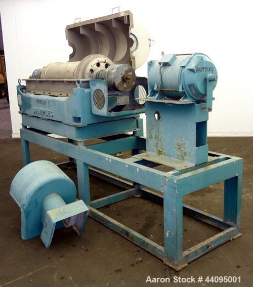 Used Sharples P-3400 Super-D-Canter Centrifuge. 316 Stainless steel construction (product contact areas), maximum bowl speed 4000 rpm, hogged out cake discharge ports with wear liners, 4.25" single l...