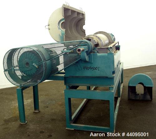 Used Sharples P-3400 Super-D-Canter Centrifuge. 316 Stainless steel construction (product contact areas), maximum bowl speed 4000 rpm, hogged out cake discharge ports with wear liners, 4.25" single l...
