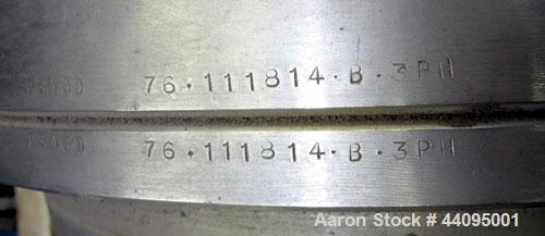 Used Sharples P-3400 Super-D-Canter Centrifuge. 316 Stainless steel construction (product contact areas), maximum bowl speed 4000 rpm, hogged out cake discharge ports with wear liners, 4.25" single l...
