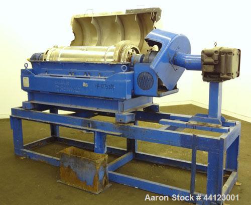 Used Sharples P-3400 Super-D-Canter Centrifuge. 316 Stainless steel construction (product contact areas), maximum bowl speed 4000 rpm, 360 degree cake discharge ports with wear liners, 4.25" single l...