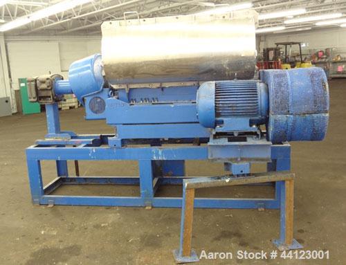 Used Sharples P-3400 Super-D-Canter Centrifuge. 316 Stainless steel construction (product contact areas), maximum bowl speed 4000 rpm, 360 degree cake discharge ports with wear liners, 4.25" single l...