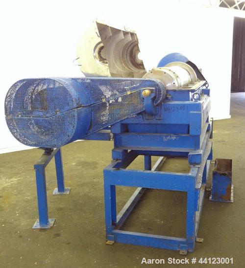 Used Sharples P-3400 Super-D-Canter Centrifuge. 316 Stainless steel construction (product contact areas), maximum bowl speed 4000 rpm, 360 degree cake discharge ports with wear liners, 4.25" single l...