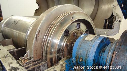 Used Sharples P-3400 Super-D-Canter Centrifuge. 316 Stainless steel construction (product contact areas), maximum bowl speed 4000 rpm, 360 degree cake discharge ports with wear liners, 4.25" single l...