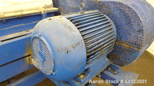 Used Sharples P-3400 Super-D-Canter Centrifuge. 316 Stainless steel construction (product contact areas), maximum bowl speed 4000 rpm, 360 degree cake discharge ports with wear liners, 4.25" single l...