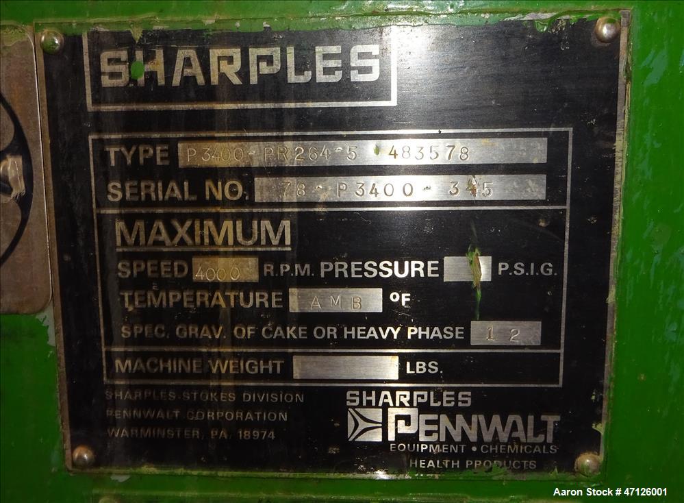 Used Sharples P-3400 Super-D-Canter Centrifuge