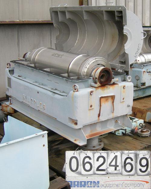 USED: Sharples P3400 Super-D-Canter centrifuge. 316 stainless steel construction on product contact areas. Max bowl speed 4000 rpm, 4.25" single lead conveyor with welded hardfacing wear protection, ...