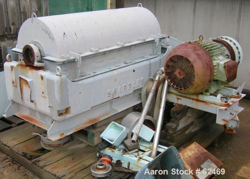 USED: Sharples P3400 Super-D-Canter centrifuge. 316 stainless steel construction on product contact areas. Max bowl speed 4000 rpm, 4.25" single lead conveyor with welded hardfacing wear protection, ...