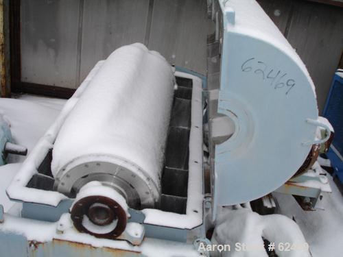 USED: Sharples P3400 Super-D-Canter centrifuge. 316 stainless steel construction on product contact areas. Max bowl speed 4000 rpm, 4.25" single lead conveyor with welded hardfacing wear protection, ...