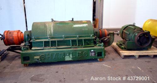 Used Sharples P-4600 Super-D-Canter Centrifuge. 317 Stainless steel construction (Product contact areas). 3000 RPM, 5” single lead conveyor with sintered tungsten carbide wear protection, hogged out ...