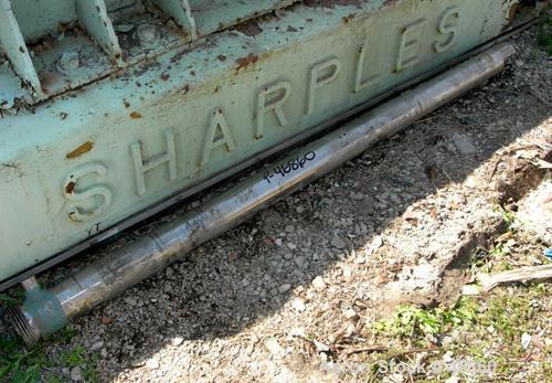 USED: Sharples P-5000 Super-D-Canter centrifuge, 316 stainless steel. Max bowl speed 3000 rpm, small bolt pattern bowl, 5" single lead conveyor with sintered tungsten carbide wear protection tiles, h...
