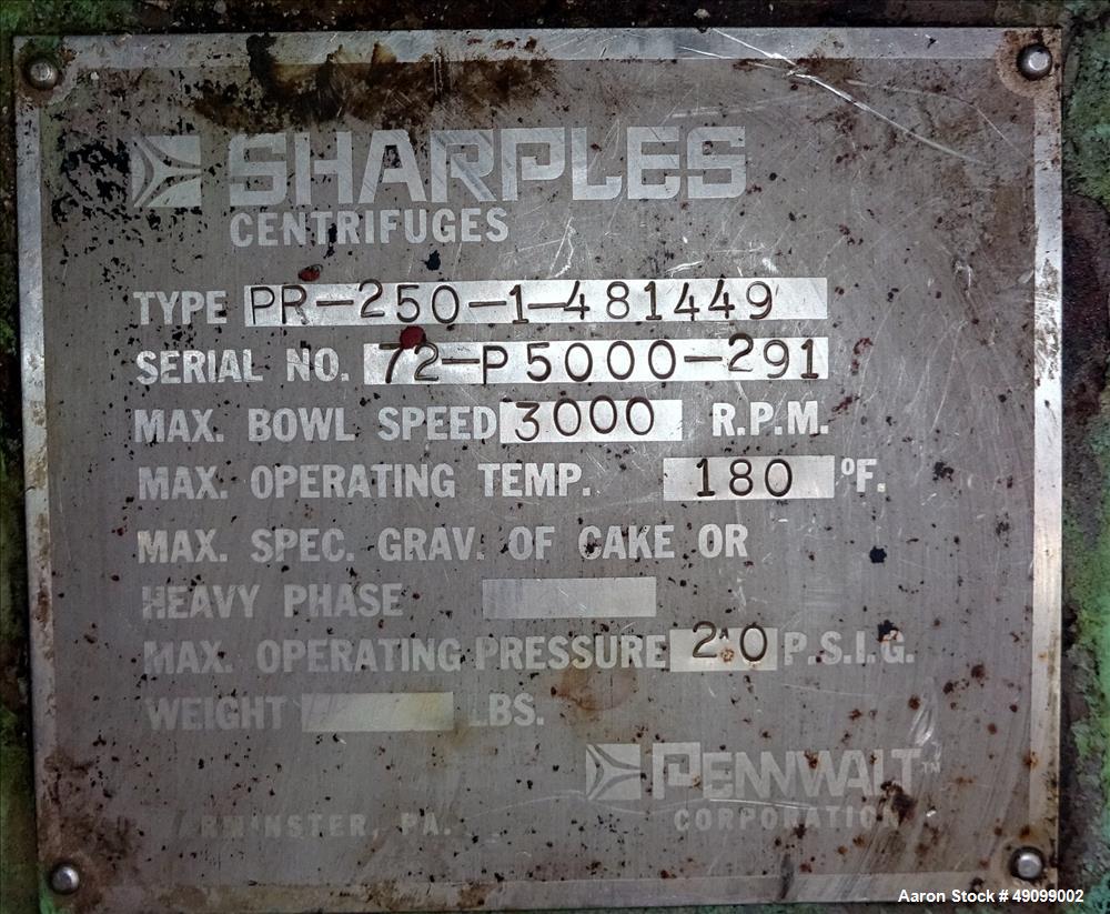 Used Sharples P-5000 Super-D-Canter Centrifuge