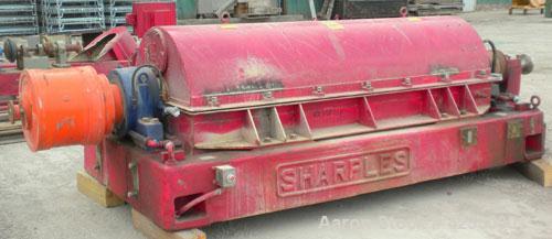 Used Sharples P-5400 Super-D-Canter Centrifuge, 316/317 stainless steel construction on product contact areas, max bowl speed 3000 rpm, 8.5" single lead conveyor with sintered tuingsten carbide wear ...