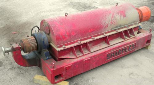 Used Sharples P-5400 Super-D-Canter Centrifuge, 316/317 stainless steel construction on product contact areas, max bowl speed 3000 rpm, 8.5" single lead conveyor with sintered tuingsten carbide wear ...
