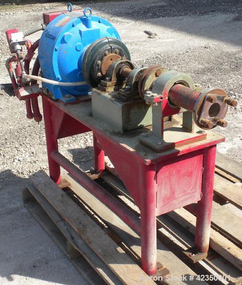 Used Sharples P-5400 Super-D-Canter Centrifuge, 316/317 stainless steel construction on product contact areas, max bowl speed 3000 rpm, 8.5" single lead conveyor with sintered tuingsten carbide wear ...