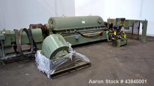 Used Sharples P-5400 Super-D-Canter Centrifuge. 316/317 Stainless steel construction (product contact areas). Maximum bowl speed 3000 rpm, 5” single lead conveyor with sintered tungsten carbide wear ...