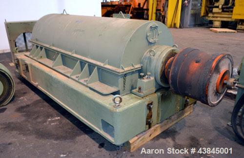 Used Sharples P-5400 Super-D-Canter Centrifuge. 316/317 Stainless steel construction (product contact areas). Maximum bowl speed 3000 rpm, 5” single lead conveyor with sintered tungsten carbide wear ...