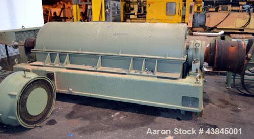 Used Sharples P-5400 Super-D-Canter Centrifuge. 316/317 Stainless steel construction (product contact areas). Maximum bowl speed 3000 rpm, 5” single lead conveyor with sintered tungsten carbide wear ...