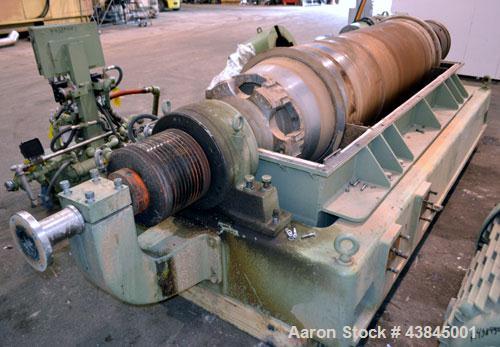 Used Sharples P-5400 Super-D-Canter Centrifuge. 316/317 Stainless steel construction (product contact areas). Maximum bowl speed 3000 rpm, 5” single lead conveyor with sintered tungsten carbide wear ...