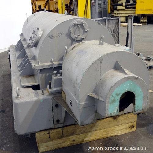 Used Sharples P-5400 Super-D-Canter Centrifuge. 316/317 Stainless steel construction (product contact areas). Maximum bowl speed 3000 rpm, 5” single lead conveyor with sintered tungsten carbide wear ...