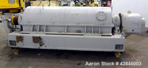 Used Sharples P-5400 Super-D-Canter Centrifuge. 316/317 Stainless steel construction (product contact areas). Maximum bowl speed 3000 rpm, 5” single lead conveyor with sintered tungsten carbide wear ...