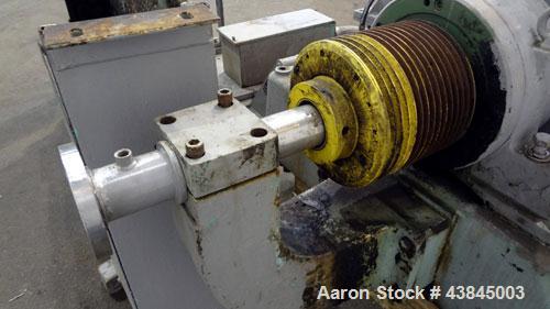 Used Sharples P-5400 Super-D-Canter Centrifuge. 316/317 Stainless steel construction (product contact areas). Maximum bowl speed 3000 rpm, 5” single lead conveyor with sintered tungsten carbide wear ...
