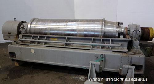 Used Sharples P-5400 Super-D-Canter Centrifuge. 316/317 Stainless steel construction (product contact areas). Maximum bowl speed 3000 rpm, 5” single lead conveyor with sintered tungsten carbide wear ...