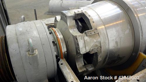 Used Sharples P-5400 Super-D-Canter Centrifuge. 316/317 Stainless steel construction (product contact areas). Maximum bowl speed 3000 rpm, 5” single lead conveyor with sintered tungsten carbide wear ...