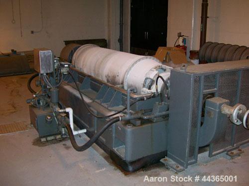 Used Sharples P-5400 Super-D-Canter Centrifuge.  316 Stainless steel construction (product contact areas), max bowl speed 2700 rpm, 8.5" single lead conveyor with sintered tungsten carbide wear prote...