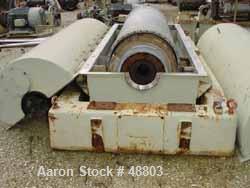 USED: Sharples P-5400 Super-D-Canter Centrifuge. 316/317 stainless steel construction. Max bowl speed 2700 rpm, small bolt pattern bowl assembly. 5" single lead conveyor with sintered tungsten carbid...