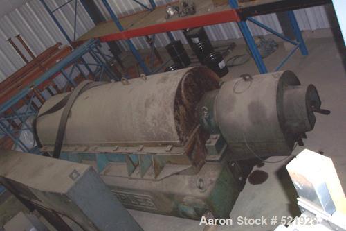USED: Sharples P-5400 Super-D-Canter centrifuge, 316 stainless steel construction on product contact areas. Max bowl speed 2700 rpm, 8.5" single lead "quasi-axial" conveyor with STC wear protection t...
