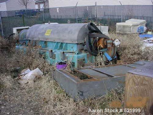 USED: Sharples P-5400 Super-D-Canter centrifuge. 316 stainless steel construction on product contact areas, max bowl speed 2700 rpm, single lead conveyor with sintered tungsten carbide wear protectio...