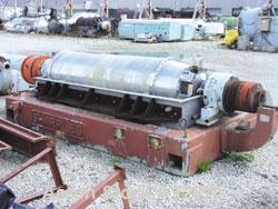 USED: Sharples P-5400 Super-D-Canter centrifuge, 316 stainless steel construction (product contact areas). Small bolt pattern bowl design, max bowl speed 3000 rpm, 8.5" single lead "quasi-axial, larg...