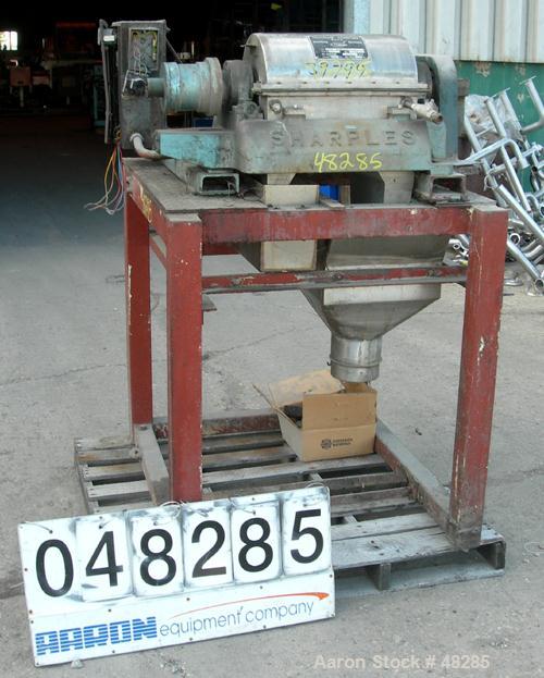 USED: Sharples P600 Super-D-Canter Centrifuge. 316 stainless steel construction on product contact areas, max bowl speed 5000 rpm, 1.5" single lead conveyor with welded hardfacing, hogged-out cake di...