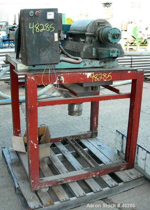USED: Sharples P600 Super-D-Canter Centrifuge. 316 stainless steel construction on product contact areas, max bowl speed 5000 rpm, 1.5" single lead conveyor with welded hardfacing, hogged-out cake di...